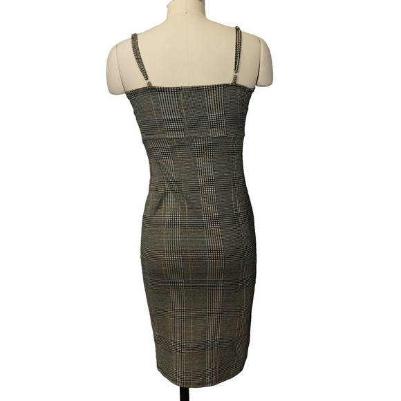 Vintage 90s to Y2K Tweed Sleeveless Midi Sheath Dress Size S Plaid Wiggle Retro - Picture 5 of 7